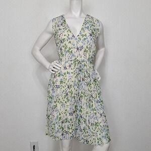 Max Studio *NEW Coquette Floral Self Tie Pleated Cottagecore Shift Dress Size XS